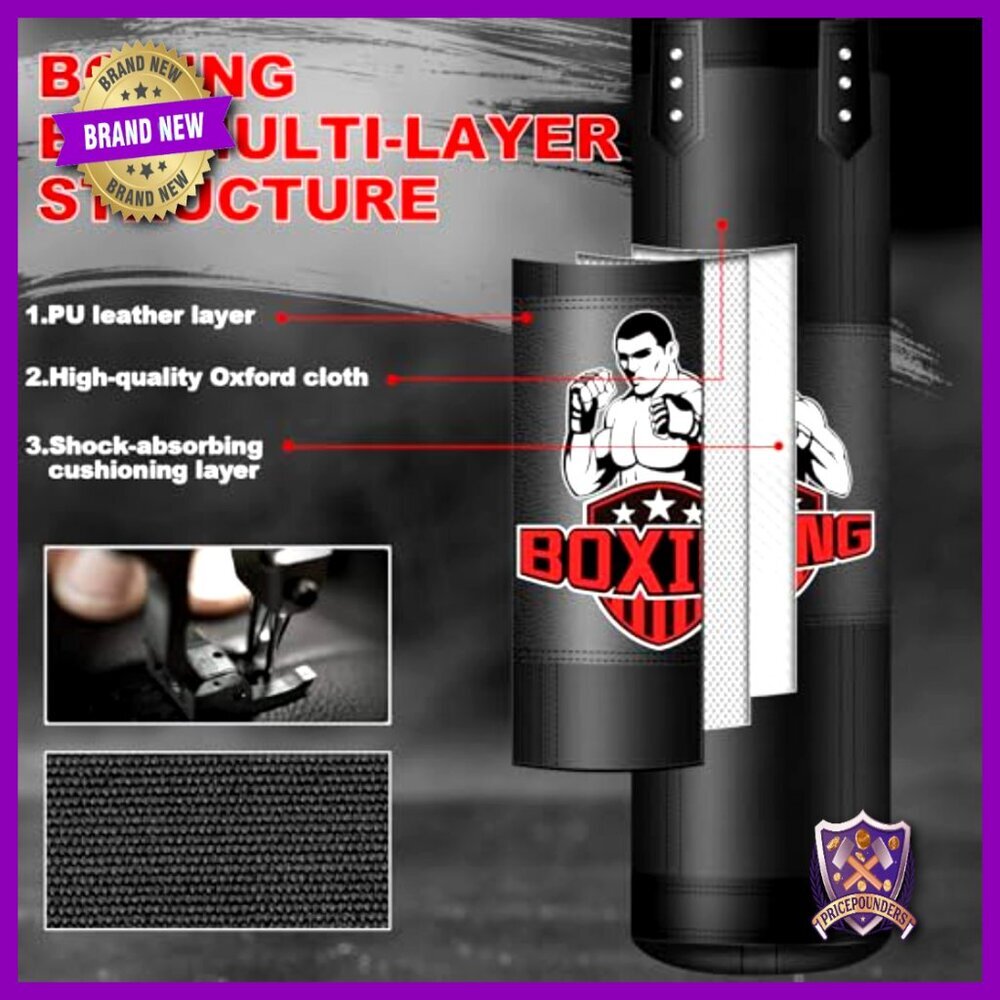 4ft Heavy Boxing Bag Unfilled Pu Leather Training Equipment Home Gym Mma View 3